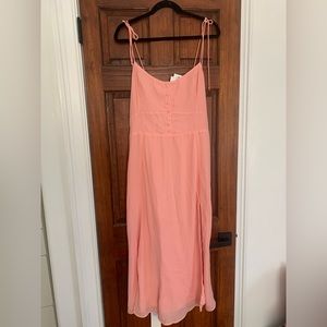 abercrombie pink midi dress with leg slit